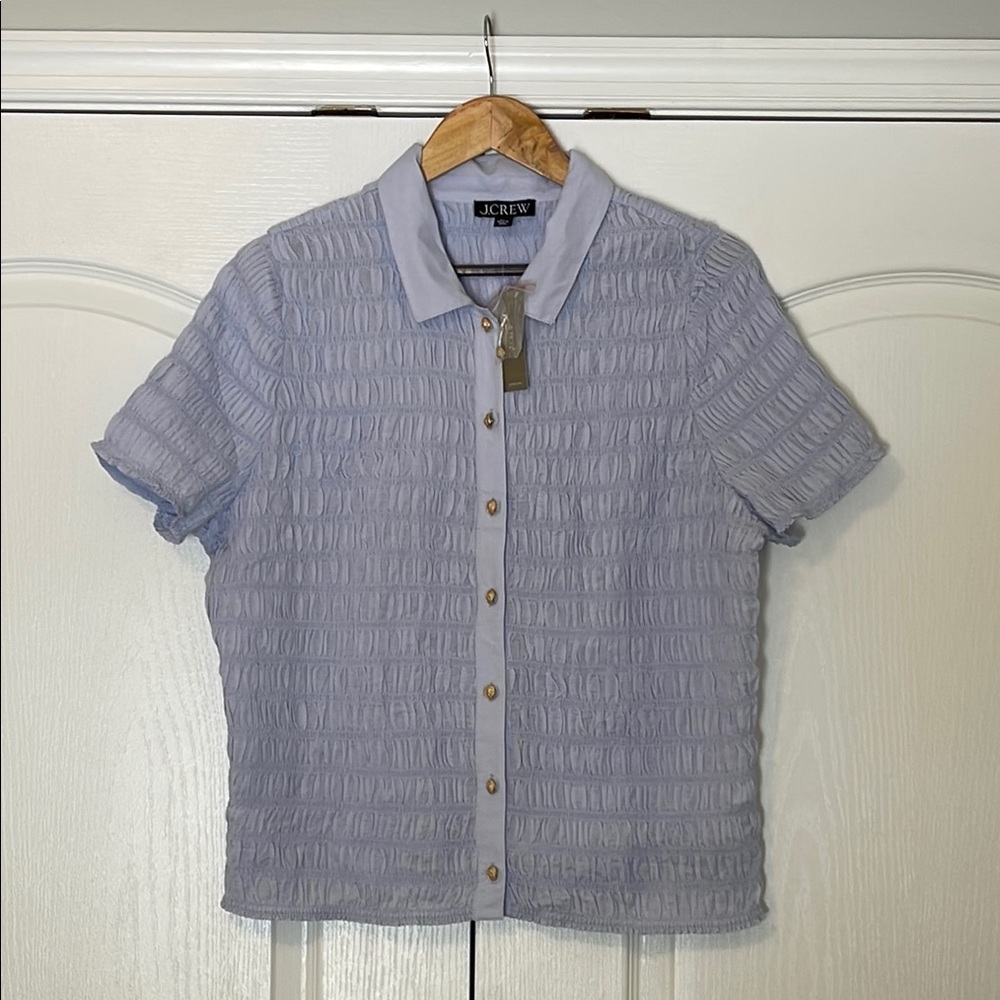 JCrew Smocked Button-up Cotton Shirt Size XXL